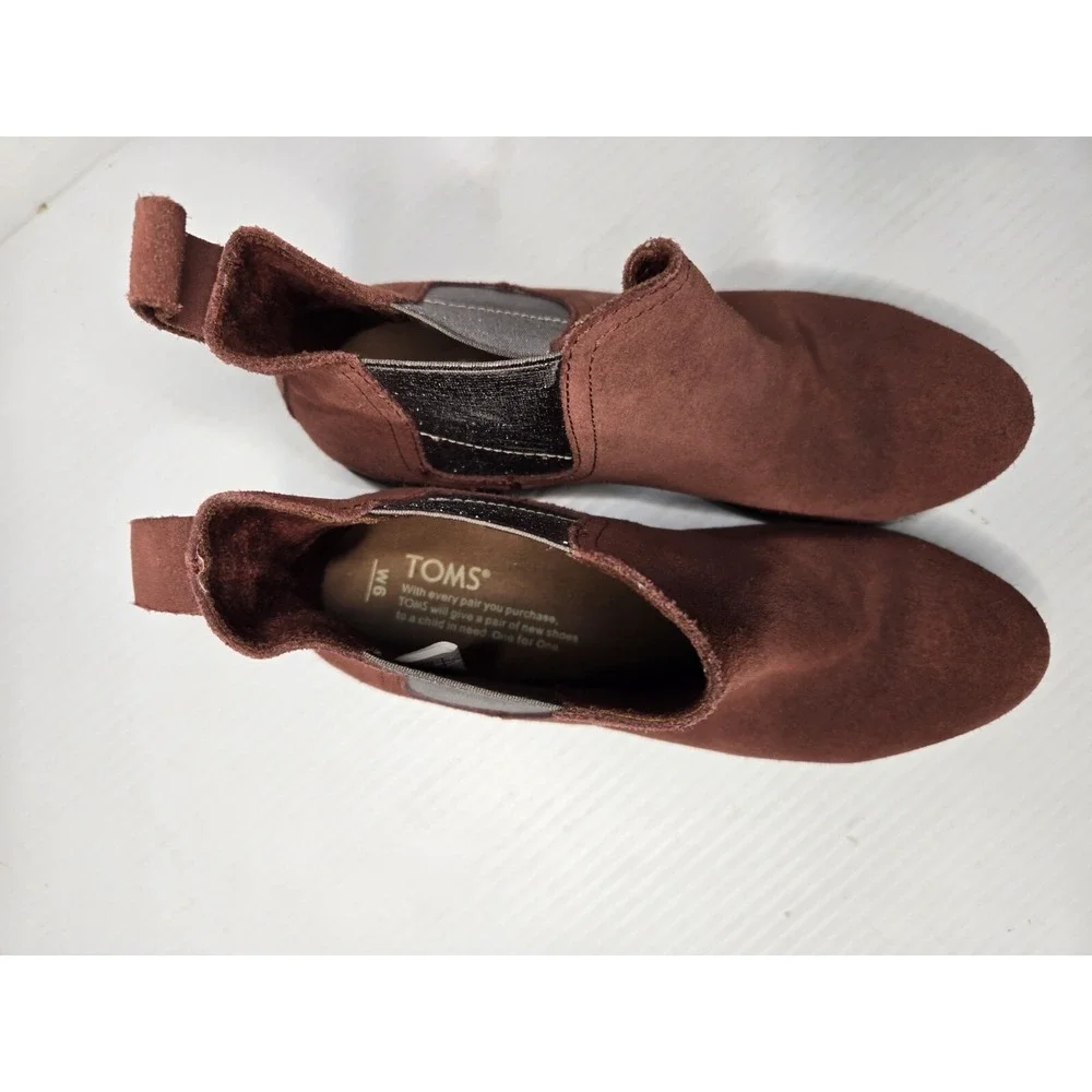 Women's‎ TOMS Ankle Boots Booties Burgundy Metallic Chelsea Size 6 W